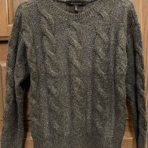 Sequin cable pullover sweater